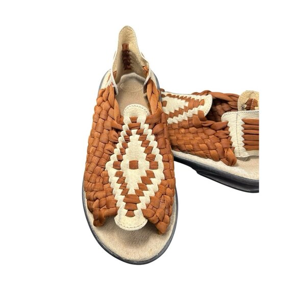 Chubasco Aztec Woven Unisex Leather Sandals Men's Size 7-8 Ladies 9-10 Handmade - Picture 2 of 9